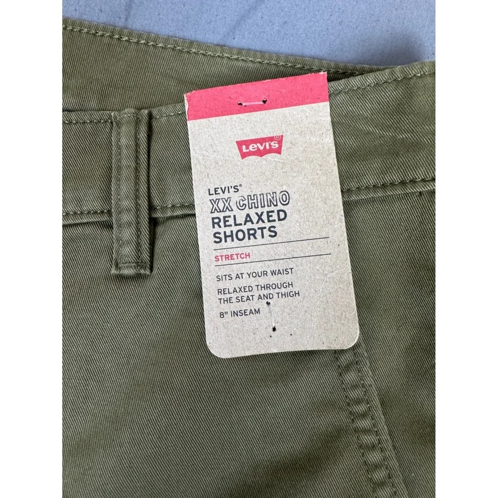 Levis XX Chino Relaxed Shorts Mens 30 Olive Green Stretch 8 Inch Inseam NWT